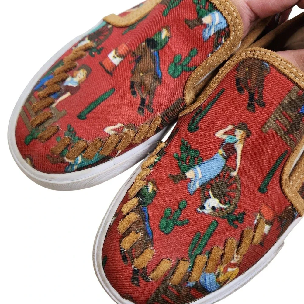 REBA By Justin Alice Red Shoes Womens 6 Cowgirl Canvas Slip On 1905 RML092